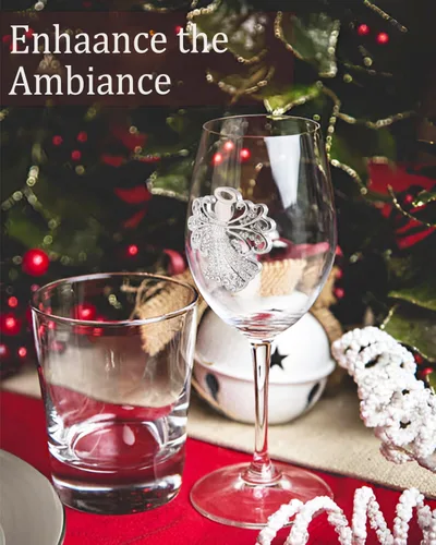 Vista 2 de Bdor Juego de 2 copas de vino de Navidad con tallo de 19 onzas, cristalería navideña, copas de ángel con joyas, copas de cóctel de Navidad