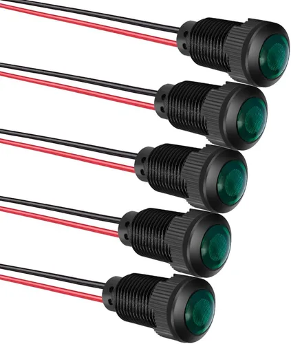Vista 16 de Gebildet 5 piezas de luz piloto indicadora LED de plástico AC/DC 12-24V, tamaño del orificio de montaje 12 mm (rojo/naranja/azul/verde/blanco)