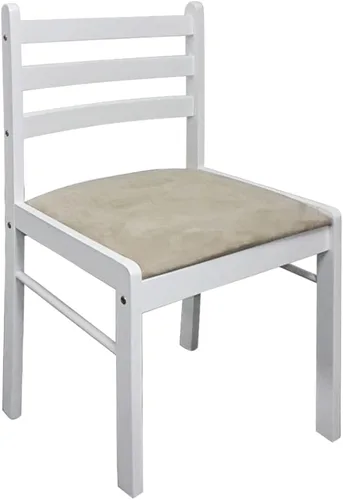 Vista 4 de White Farmhouse Dining Chairs Set of 4 Solid Rubber Wood Upholstered Velvet Kitchen Chairs with Square Backrest and Soft Cushion for Dining Room