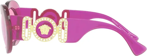 Vista 2 de Versace Lentes de sol para mujer, montura negra, lentes gris oscuro, 2.126in