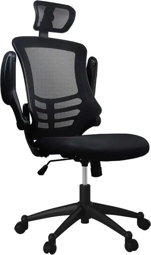Vista 5 de Techni Mobili Silla de oficina de malla de respaldo alto con reposacabezas Negro