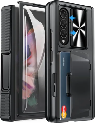 Vista 13 de Viaotaily Funda para Galaxy Z Fold 3 con Soporte para Bolígrafo, Funda Fold 3 con Protección de Bisagra y Protector de Pantalla, Funda con Soporte