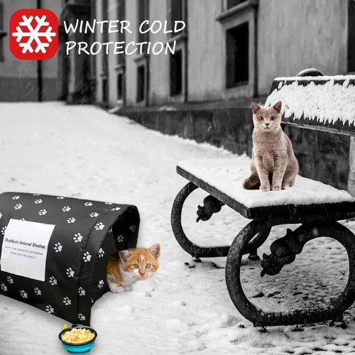 Vista 6 de Refugio para Gatos Tamaño L Grande para 3 Gatos Adultos al Aire Libre, Casa para Gatos Ferales para Invierno, Impermeable y Cálida Casa para Gatos