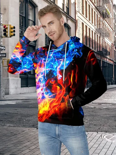 Vista 2 de uideazone Sudadera con capucha con estampado 3D para hombre y mujer, con bolsillo tipo canguro