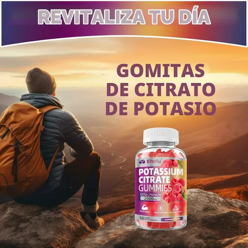 Vista 7 de Gomitas de citrato de potasio de 2000 mg, gomitas de electrolitos de alta potencia, 60 masticables