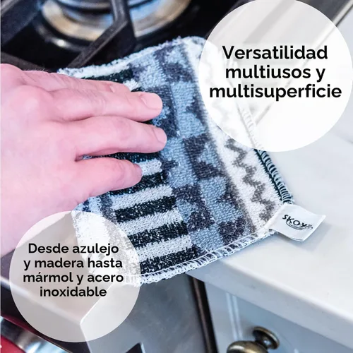 Vista 3 de Skoy Scrub, 1 pieza reutilizable, estropajo para platos sin rayones para limpieza de cocina y hogar, amigable con el planeta, apto para Surtido