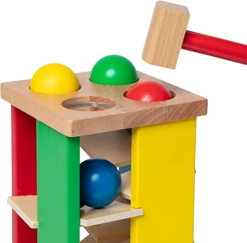 Vista 4 de Melissa & Doug Deluxe Golpear y rodar Juguete torre de madera con martillo.