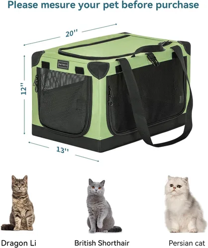 Vista 6 de Petsfit Jaula para gatos – 20 pulgadas ligera, fácil de instalar, resistente jaula portátil para perros, marco ajustable con 3 puertas de malla Verde