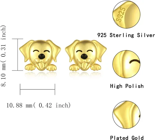 Vista 5 de Aretes hipoalergénicos de plata de ley 925 con diseño de hongos y animales, conejo, cerdo, vaca, nutria, ciervo, para mujer