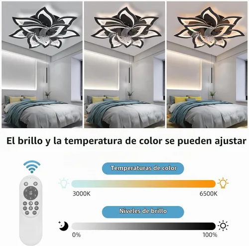 Vista 3 de Bevenus Ventiladores de techo con luces, moderno ventilador de techo de montaje empotrado con control remoto/aplicación, ventilador de techo LED