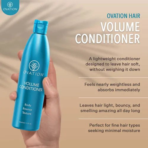 Vista 4 de Ovation Hair Acondicionador de volumen – Acondicionador ligero para cabello fino – 12 oz – Enjuague ligero para cabello voluminoso y con volumen