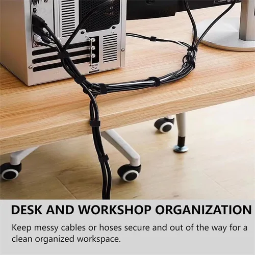 Vista 4 de BSELEYY - Amarres de Cable Reutilizables de 27 Yardas x 1 Pulgada - Correas de Cable Ajustables Cinta de Gestión de Cables Correas de Organización