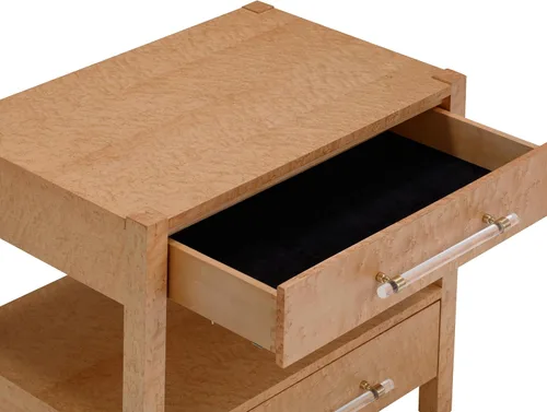 Vista 7 de TOV Furniture Brandyss Burl - Mesita de noche rectangular de madera con 2 cajones, 26 x 17 pulgadas, mesa auxiliar con almacenamiento (Maple)