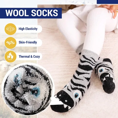 Vista 33 de Eocom 6 pares de calcetines de invierno cálidos de lana para niños y niñas