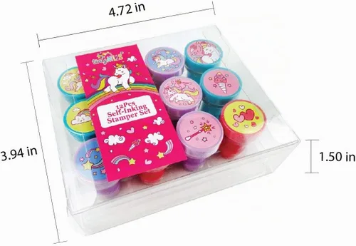 Vista 4 de TINYMILLS Kit de 12 sellos de unicornio para niños, bonitos sellos de unicornio autoentintados, recuerdos de fiesta de unicornio, recompensas