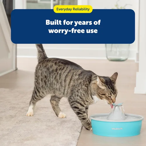 Vista 7 de PetSafe Fuente de agua Butterfly Cat con bomba y filtros, bonito dispensador de agua con capacidad de 50 onzas, bomba y filtros mantienen el agua