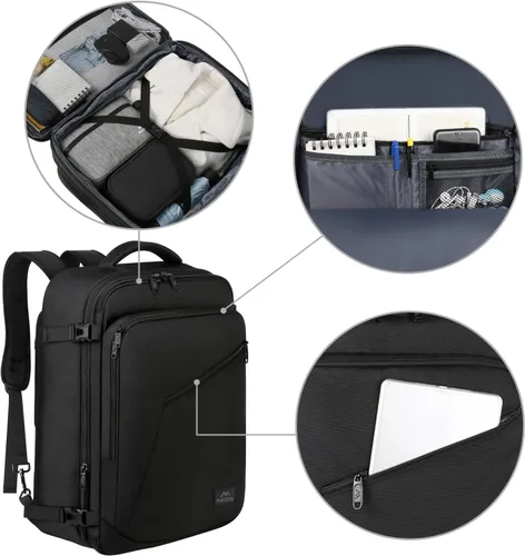Vista 7 de MATEIN - Mochila de viaje extragrande de 10.56 galones, mochila de viaje ampliable apta para aerolíneas, para viajeros de fin de semana, hombres