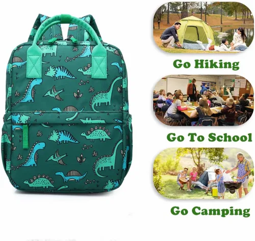 Vista 7 de Linda mochila preescolar para niños pequeños con diseño de unicornio y dinosaurio bolsa de viaje para niñas y niños Dinosaurio 12 pulgadas Mochila