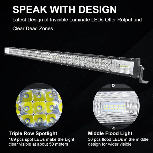 Vista 3 de SKYWORLD 52 pulgadas 675 W triple fila LED barra de luz delgada spot inundación Combo haz de trabajo conducción niebla lámpara barco iluminación