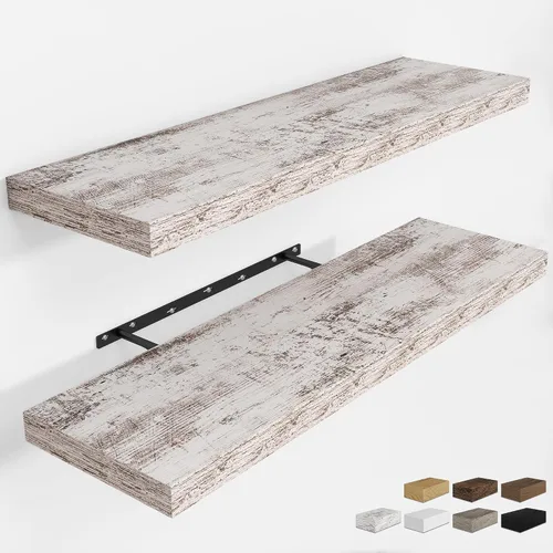 Vista 90 de RICHFOCUS Estantes flotantes de 8 pulgadas para estantes cuadrados de pared para dormitorio, cocina, baño, estante flotante de madera rústica