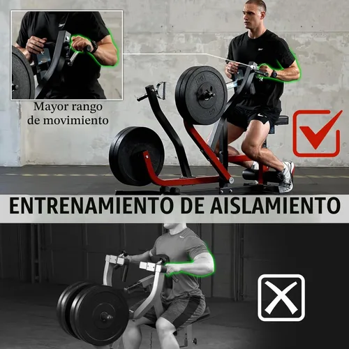 Vista 3 de Mikolo Máquina de remo sentada con placa para gimnasio en casa, capacidad de 400 libras, brazos independientes y asiento ajustable