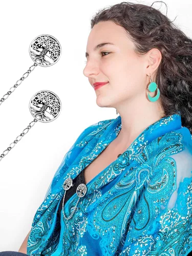 Vista 7 de Yunlly 4 piezas vintage suéter chal clips retro cárdigan cuello clips vestido camisa broche para mujer, Zinc, Aleación de zinc
