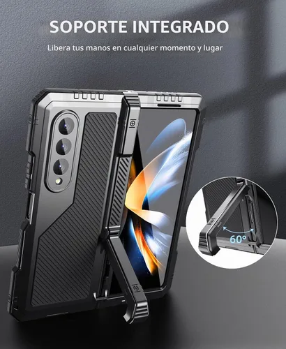 Vista 4 de Mitywah Armour - Funda para Saumsung Fold 4, protección de cuerpo completo para Galaxy Fold 4 con soporte para bolígrafo S, funda resistente a