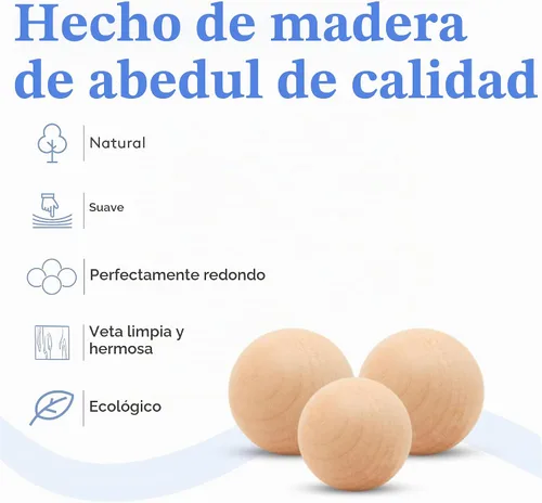 Vista 3 de Bolas de madera pequeñas de 1-3/4 pulgadas, paquete de 10 bolas de madera para manualidades y proyectos de bricolaje, bolas de madera de abedul