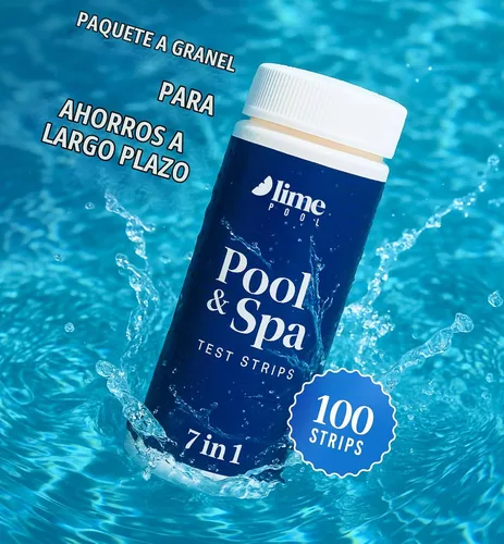 Vista 3 de 100 tiras de prueba de 7 vías para bañera de hidromasaje, spa y piscina, lecturas precisas en 15 segundos