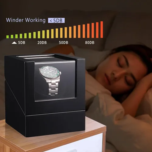 Vista 2 de Bobinadora de reloj para relojes automáticos individuales con motores silenciosos, pintura de piano por adaptador de CA o batería
