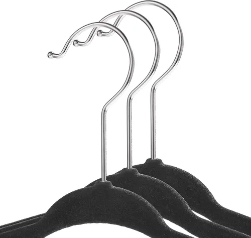 Vista 2 de Casafield 50 perchas de terciopelo para bebé, tamaño de 11 pulgadas para ropa de bebés y niños pequeños, color negro