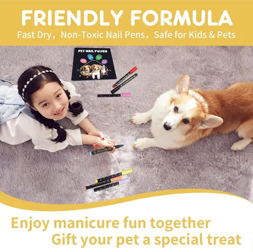 Vista 4 de 7 colores de esmalte de uñas de perro de secado rápido, esmalte de uñas seguro para mascotas, fácil de aplicar, no tóxico, uñas para perros