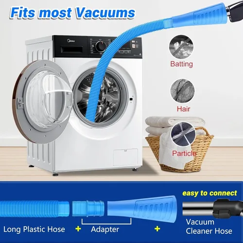 Vista 9 de Kit de limpiador de ventilación de secadora de 5 piezas, accesorio universal para manguera de vacío y cepillo flexible para limpieza rápida
