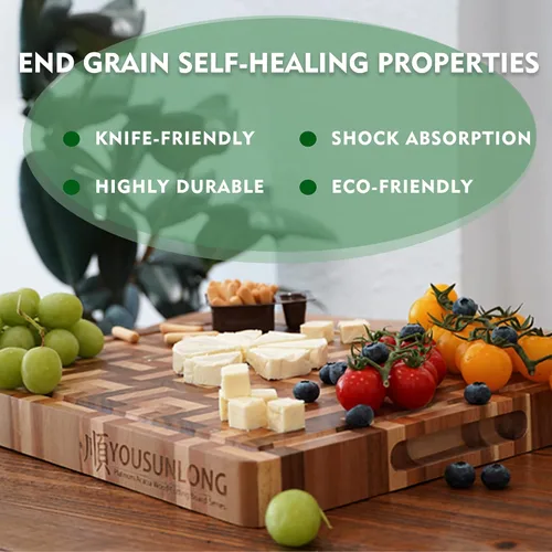 Vista 6 de YOUSUNLONG Cutting Board Large End Grain Acacia Wood Mixed With Oak - 1.5in Thick - 16''x13''Oversized Cutting Boards - Sustainable Kitchen Chopping