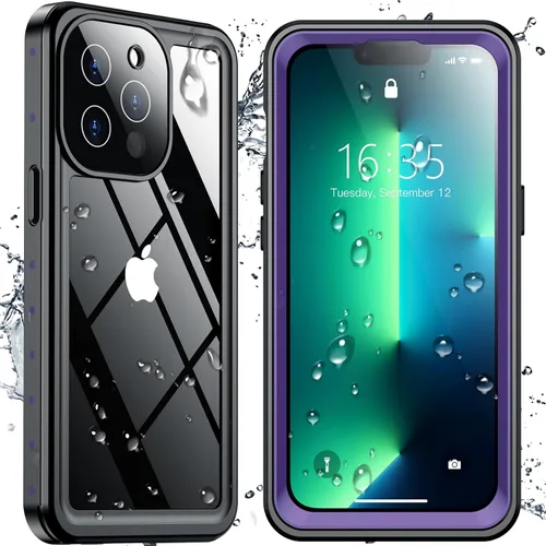 Vista 32 de SPIDERCASE Funda impermeable para iPhone 12 Pro Max, lente integrada y protector de pantalla, protección completa resistente, 12 pies, a prueba