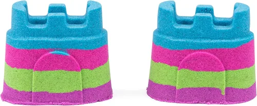 Vista 2 de Kinetic Sand, paquete de 9 contenedores de castillo doble multicolor