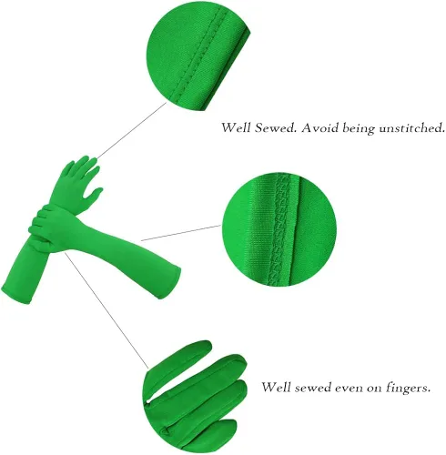 Vista 3 de Aniler Disfraz unisex de 15 pulgadas de longitud del codo de Halloween de 20 años guantes elásticos de color sólido