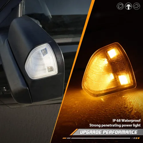 Vista 3 de HERCOO Luz LED para señal de giro del espejo lateral, lámparas izquierda y derecha con lente de cubierta transparente para 68302828AA 68302829AA