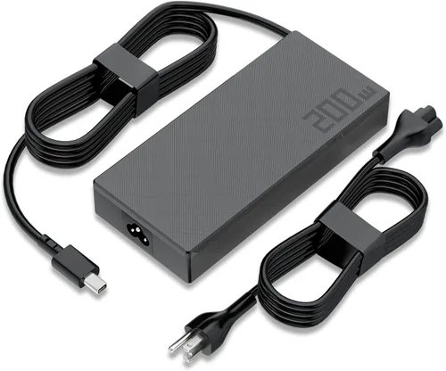 Vista 8 de Cargador de portátil para juegos de 200W 10A para ASUS ROG Zephyrus TUF Carga rápida de 20 V 10 A Potencia estable para juegos Control de Negro