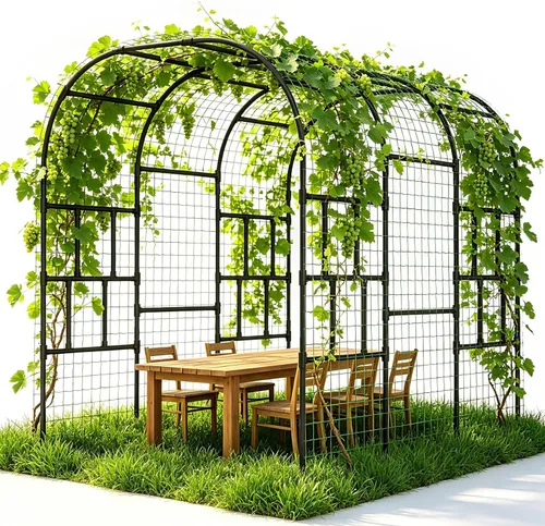Vista 15 de DoCred Enrejado de arco de jardín grande para plantas trepadoras, 87 pulgadas de alto, soporte de metal para plantas, arco para trepar vides