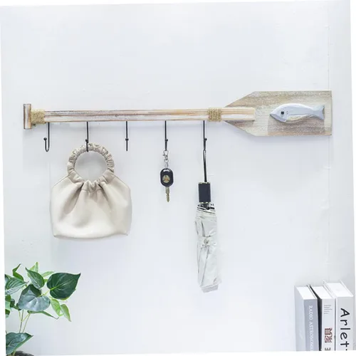 Vista 9 de DOITOOL Gancho decorativo para colgar en la pared, perchero de madera, ganchos náuticos, decoración de peces de madera, colgador de pared náutico