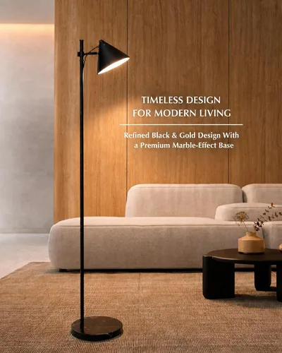 Vista 2 de HarvestLand Noah 59" Marble Black Floor Lamp, Adjustable Reading Lamp 59"H Floor Lamp, Modern Standing Reading Lamp for Living Room, Bedroom,Home