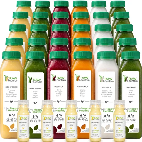 Vista 11 de Limpieza de jugo de 1 día de Raw Fountain, Limpieza de desintoxicación cruda 100% natural, Jugo para reiniciar el cuerpo, Jugo prensado en frío
