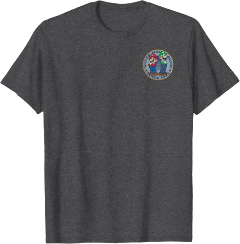Vista 30 de Super Mario Bros Luigi Left Chest Since 1985 - Camiseta gráfica Negro