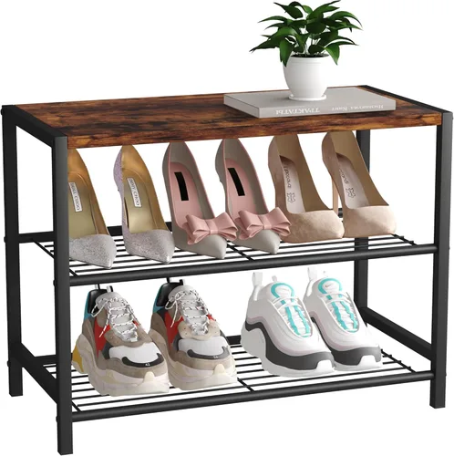 Vista 17 de HOMEFORT Zapatero de 5 niveles, estante de almacenamiento de zapatos, torre industrial para zapatos, organizador de zapatos estrecho para entrada