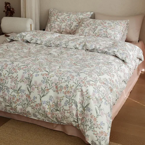 Vista 23 de Juego de funda de edredón con estampado floral estético, tamaño individual XL, acogedor juego de ropa de cama de algodón, tamaño individual XL