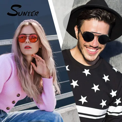 Vista 2 de Retro Round Polarized Steampunk Sunglasses Men Women Side Shield Goggles Gothic S92-ADVANCED POLARIZED