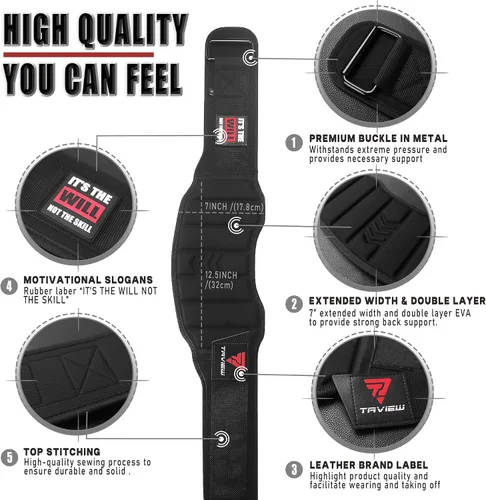 Vista 2 de Weight Lifting Belt, Weightlifting Belt,Workout Gym Powerlifting Belt 7 inch,Fitness Back Support for Cross Training, Squats, Lunges