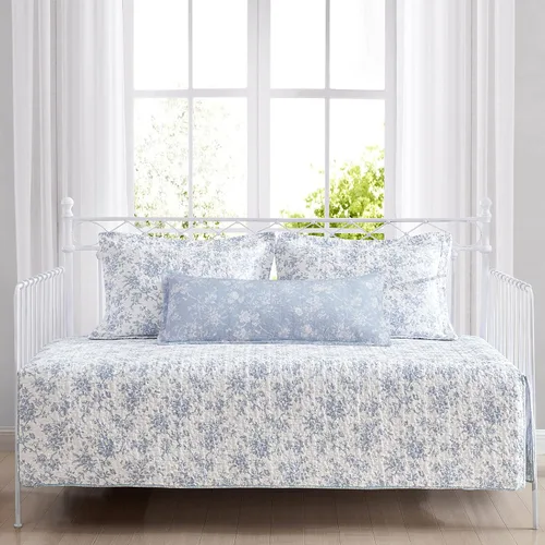 Vista 18 de Laura Ashley - Juego de edredón individual, juego de ropa de cama reversible de algodón con funda de almohada adicional, decoración del hogar