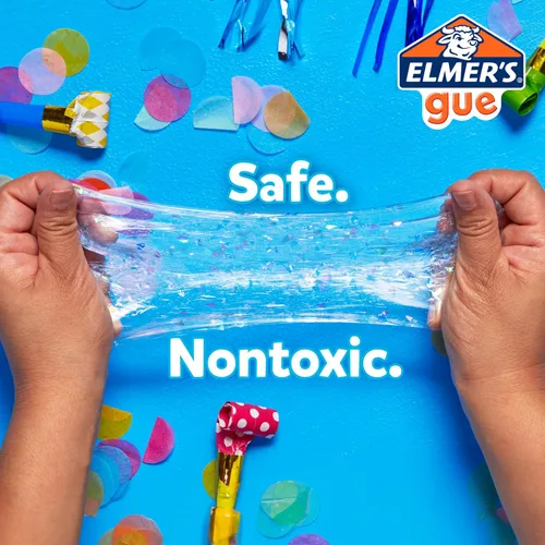 Vista 2 de Elmer's Gue - Slime premezclado, slime transparente y cristalino, ideal para mezclar con complementos, 2 unidades Transparente vidrioso